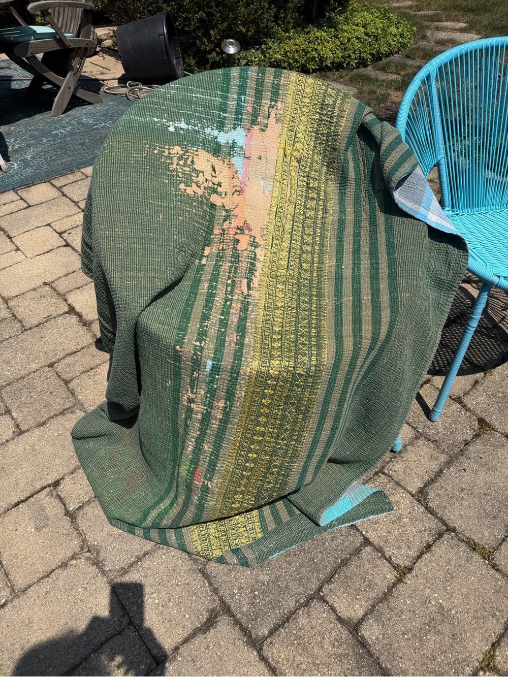 Vintage Handmade Kantha Quilt | Reversible Cotton Bohemian Throw - Picture 8 of 8